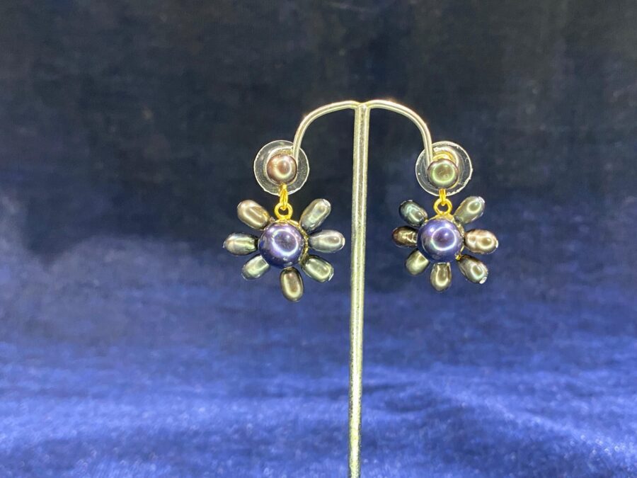 Tahitian Pearl Flower Drop Earrings with a luxurious floral design and exotic pearls.
