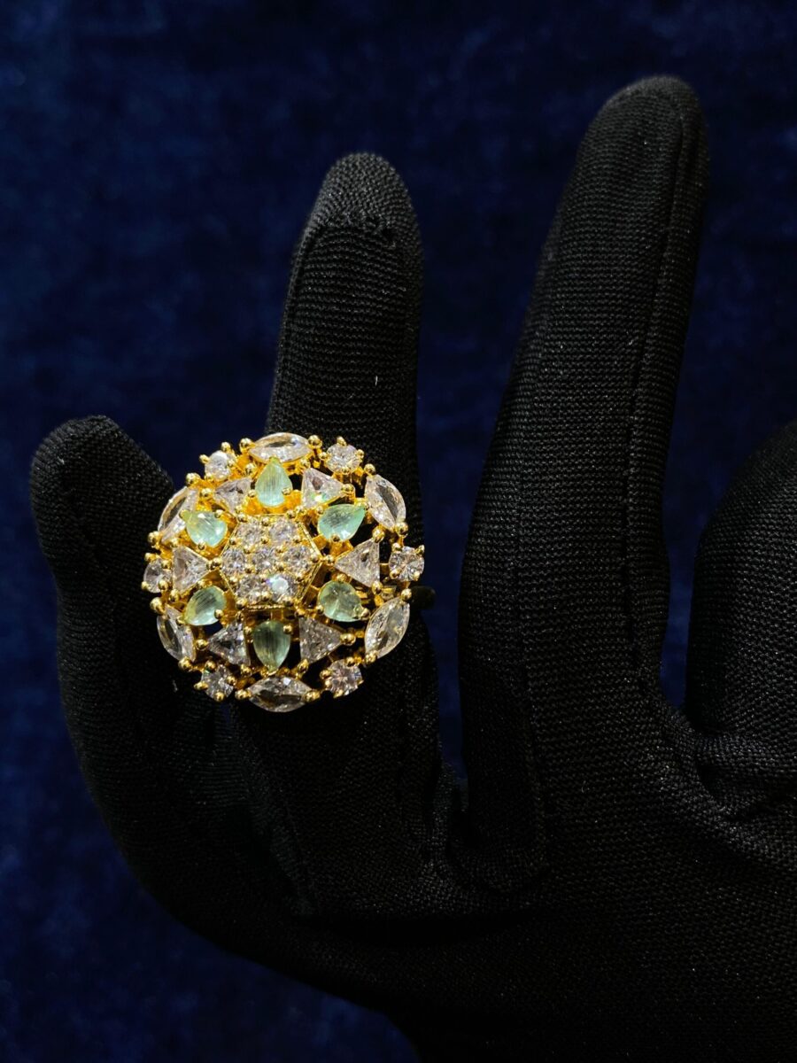Emerald Radiance Ring with a brilliant green gemstone in an elegant setting.