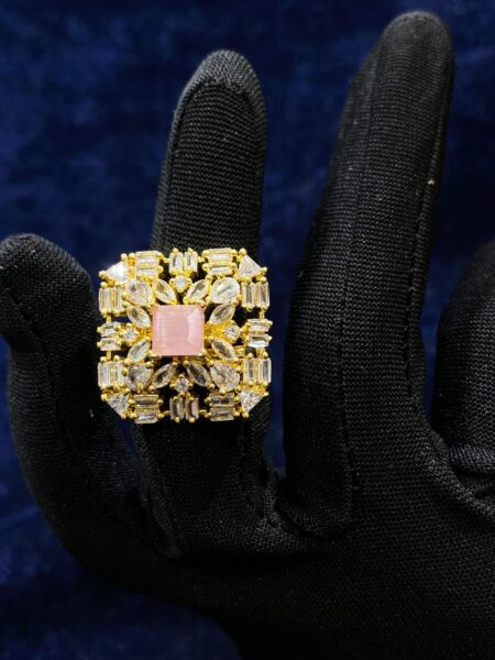 Radiant Rose Quartz Ring featuring a soft pink gemstone in an elegant design.