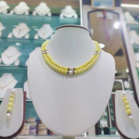 Double line chakri pearl necklace set