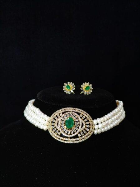 Fancy Light Green Pearl Choker Set