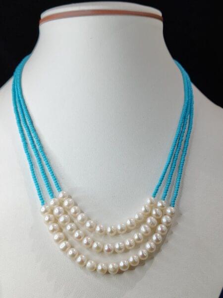 Pearl with Sky Blue Beads