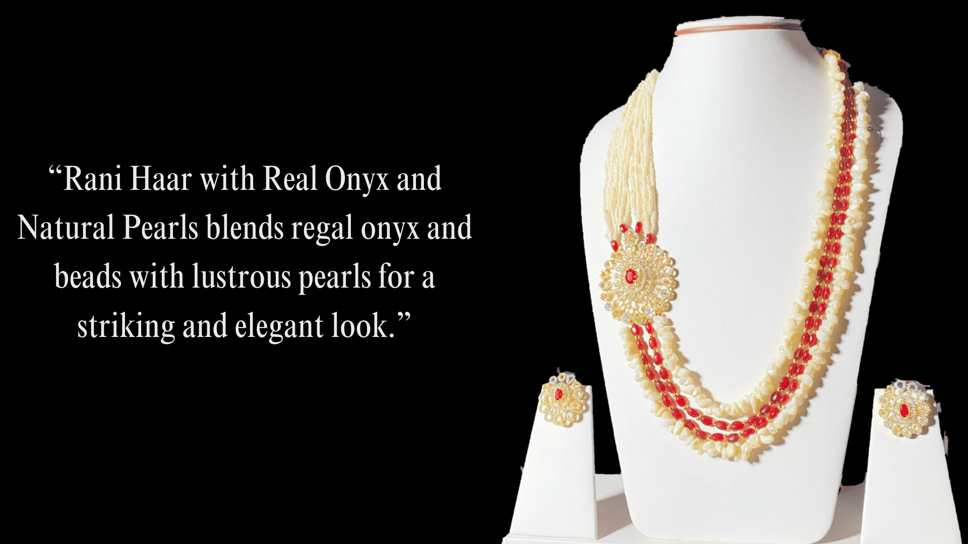 Buy Raani Haar online, royal necklace with real onyx stones for weddings