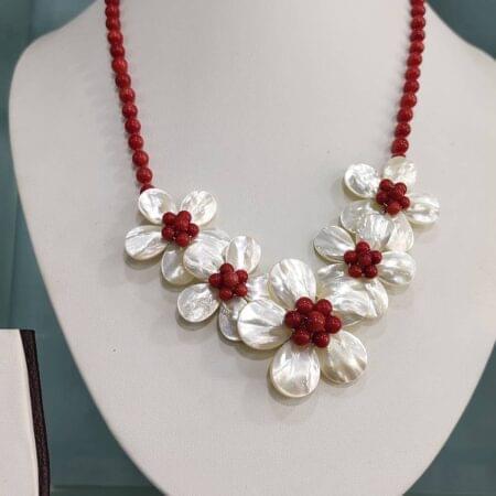 Coral and Shell Crafted Necklace