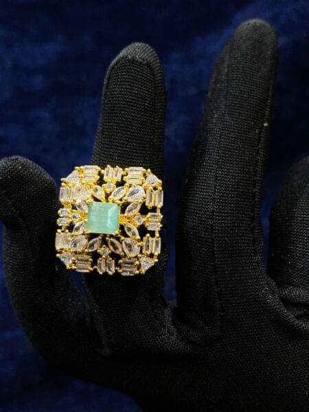 Emerald Elegance Ring with a stunning green gemstone in a classic design.