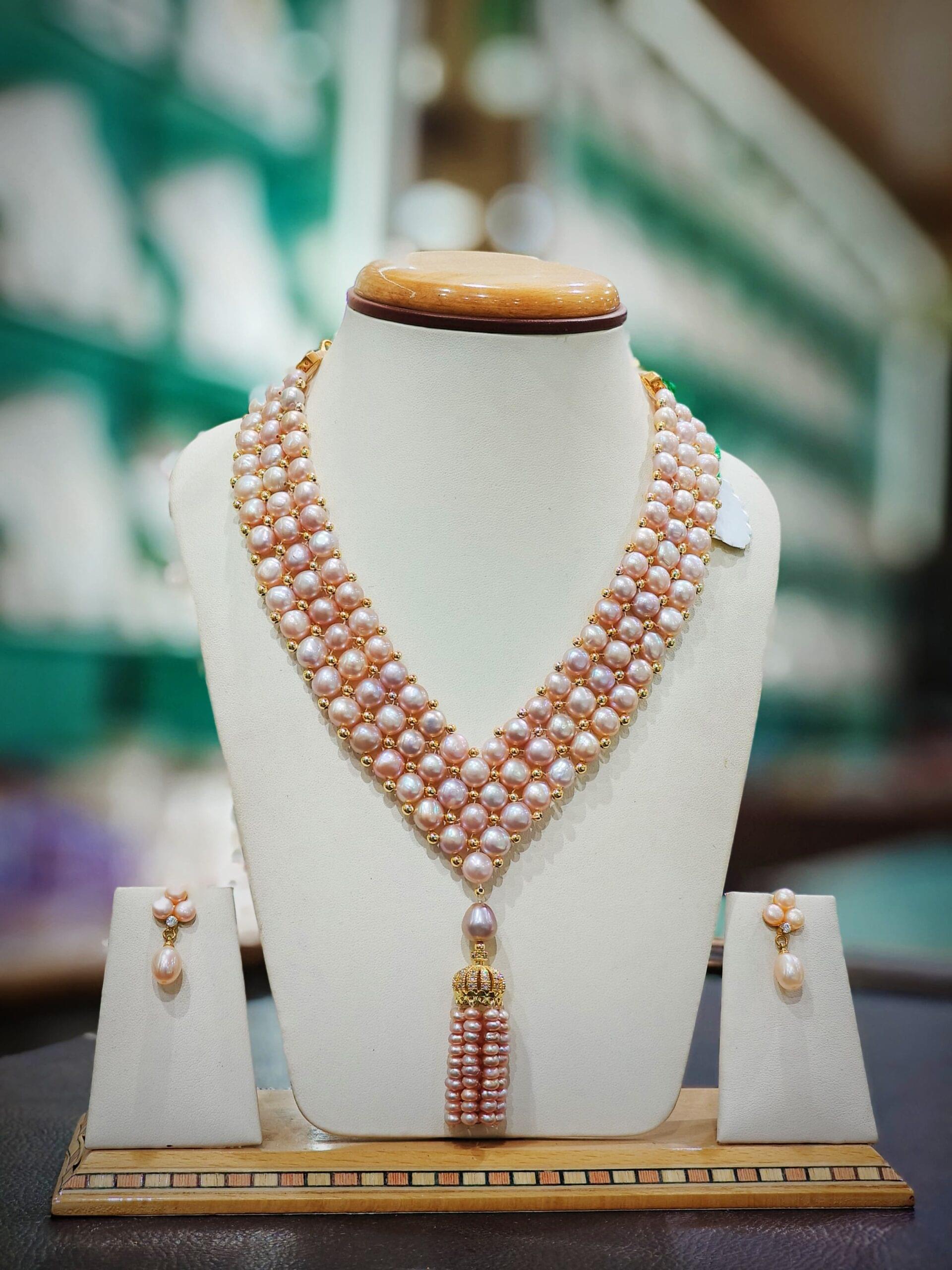 Pink Pearl Necklace Set