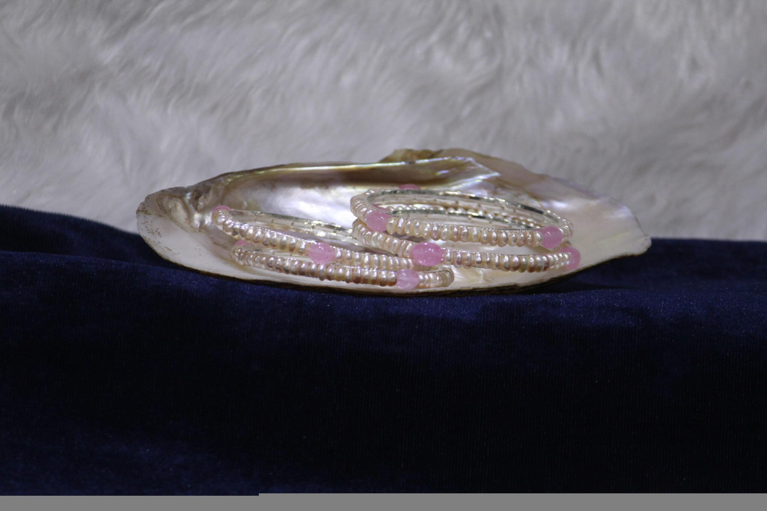 Gemstone Pearl Bangles